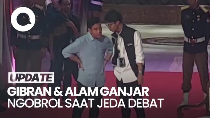Momen Hangat Gibran-Alam Ganjar Saling Sapa-Ngobrol di Jeda Debat Capres