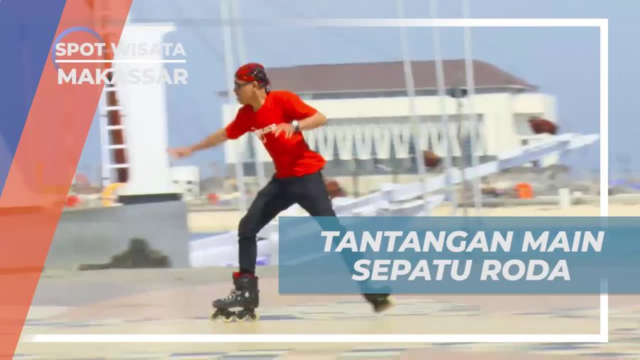 Tantangan Seru Bermain Sepatu Roda di Pantai Losari Makassar