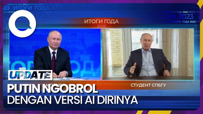 Ekspresi Vladimir Putin Bertemu Versi AI Dirinya di Konferensi Pers