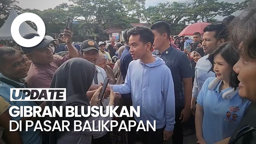 Gibran Blusukan di Pasar Balikpapan, Beli Sembako hingga Bagi Susu