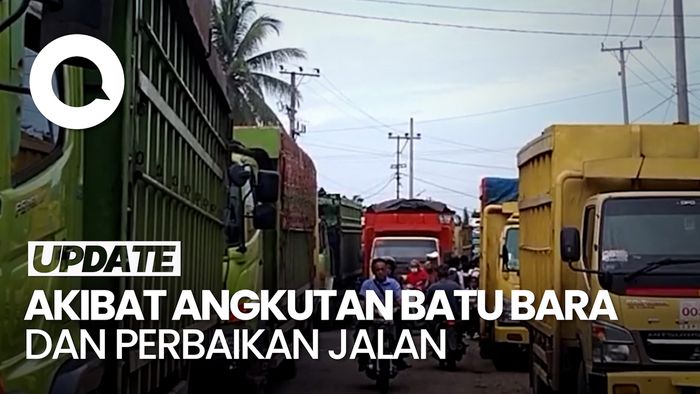 Penampakan Macet Panjang di Jalan Lintas Batanghari Jambi