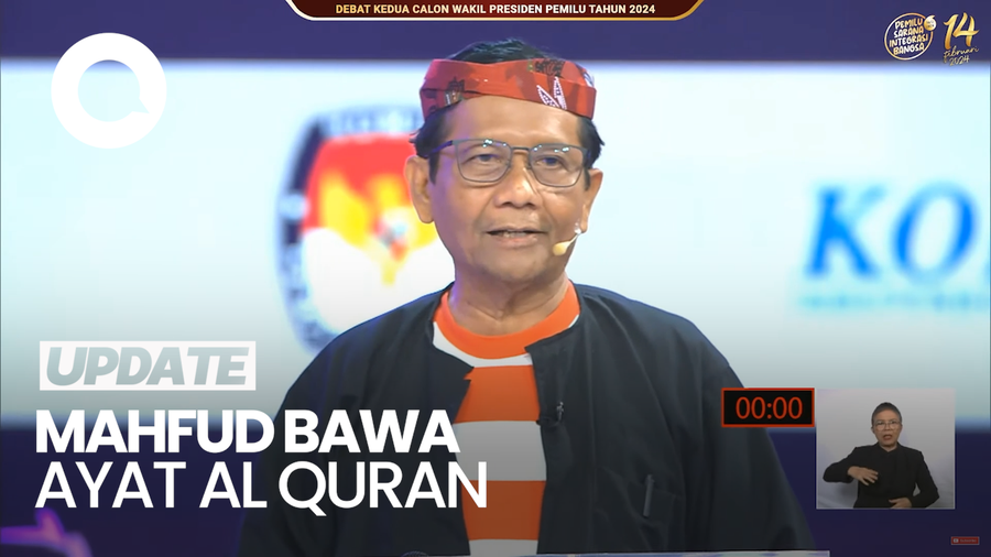 Mahfud Bawa Ayat Al Quran di Visi Misi Saat Debat Kedua Pilpres