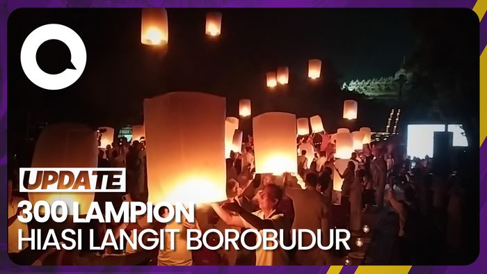 Saat Langit Malam di Borobudur Dihiasi Lampion