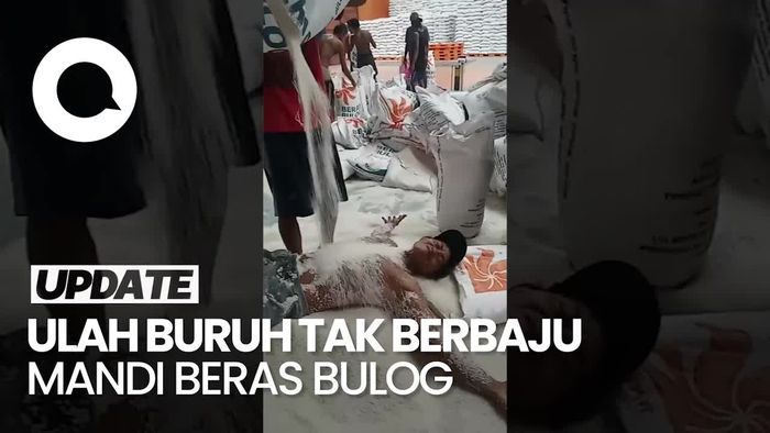 Viral Pria Tanpa Baju Mandi Beras Bulog, Ini Faktanya