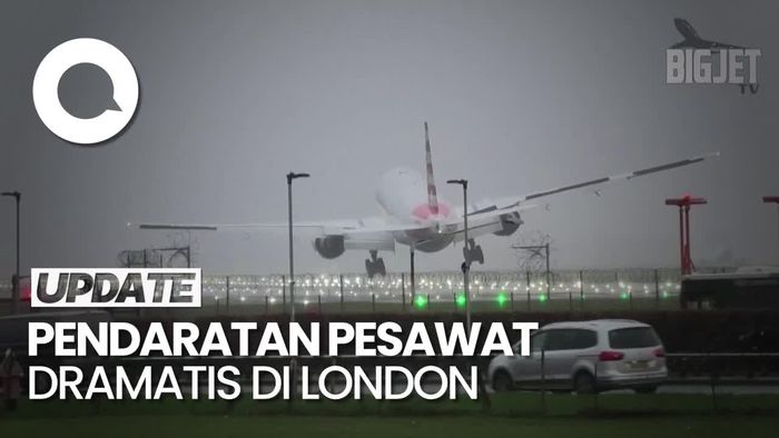 Momen Pesawat Oleng saat Mendarat di Tengah Cuaca Buruk London