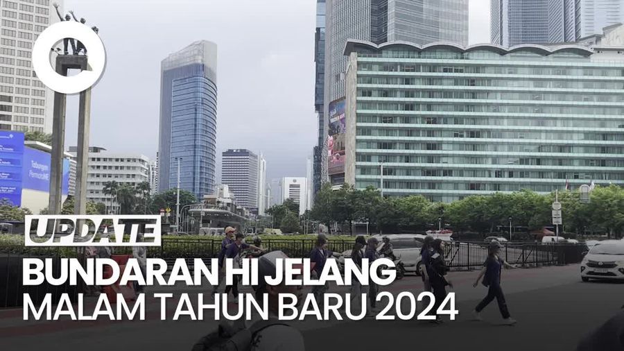 Suasana Bundaran HI Jelang Perayaan Malam Tahun Baru 2024