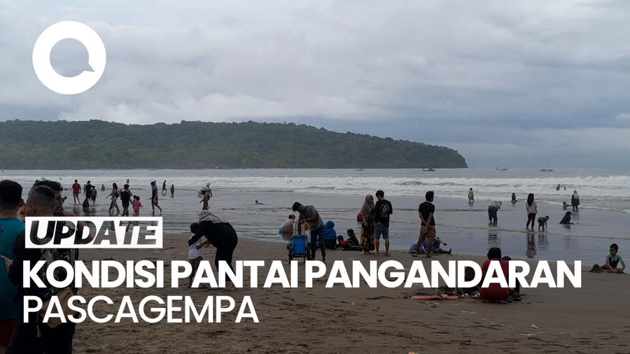 Situasi Pantai Pangandaran Pascagempa Magnitudo 5