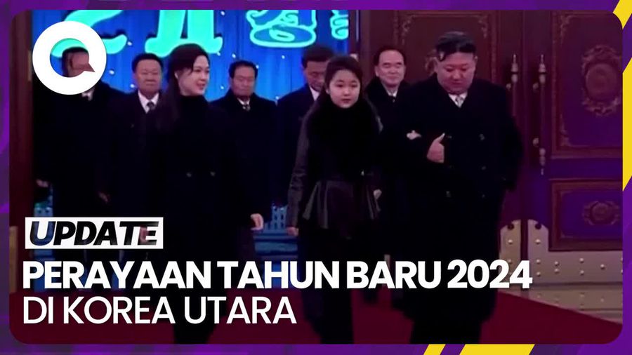 Momen Kim Jong Un Hadiri Perayaan Tahun Baru Ditemani Istri dan Putrinya