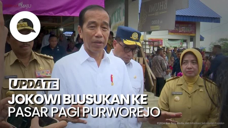  Blusukan di Pasar Pagi Purworejo, Jokowi Pastikan Stok Beras Aman
