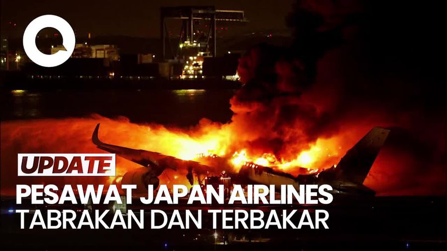 Detik-detik Pesawat Japan Airlines Terbakar Seusai Tabrakan di Bandara Haneda Tokyo