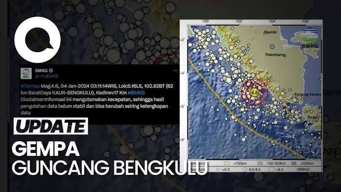 Gempa M 4,6 Guncang Kabupaten Kaur Bengkulu