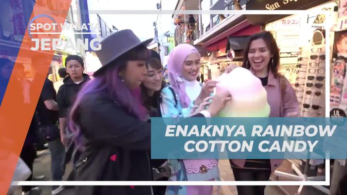Mencicipi Sensasi Manis Rainbow Cotton Candi di Jepang