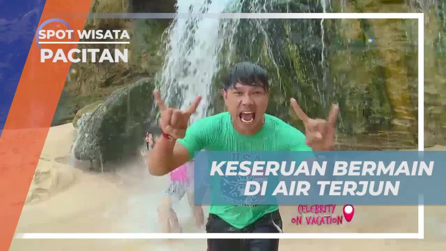 Larut Dalam Kegermbiraan, Bermain di Air Terjun Banyu Tibo Pacitan