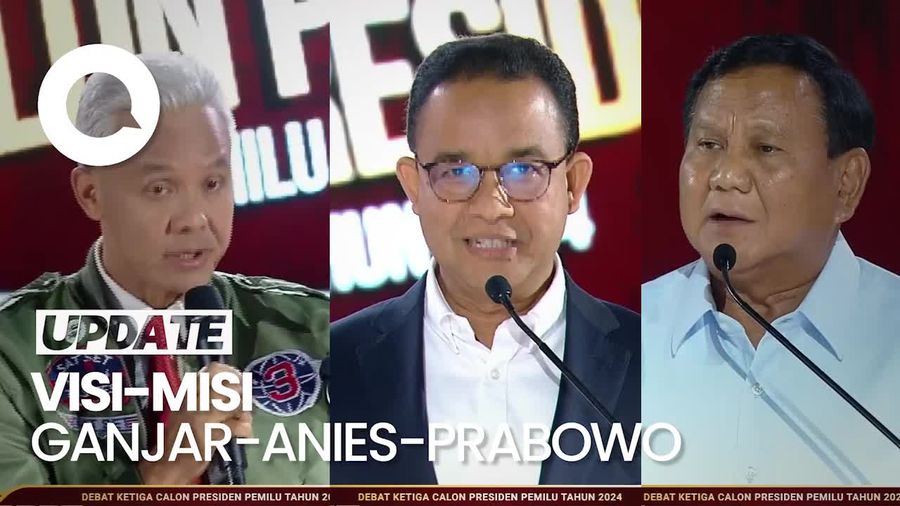Debat Ketiga Pilpres Dimulai, Ini Visi-Misi Ganjar-Anies-Prabowo