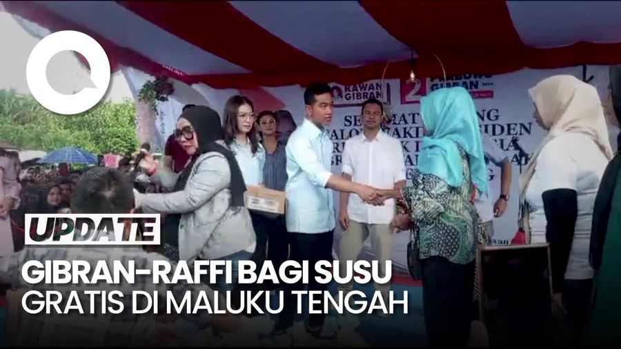 Gibran-Raffi Ahmad Bagi Makan-Susu Gratis di Maluku Tengah