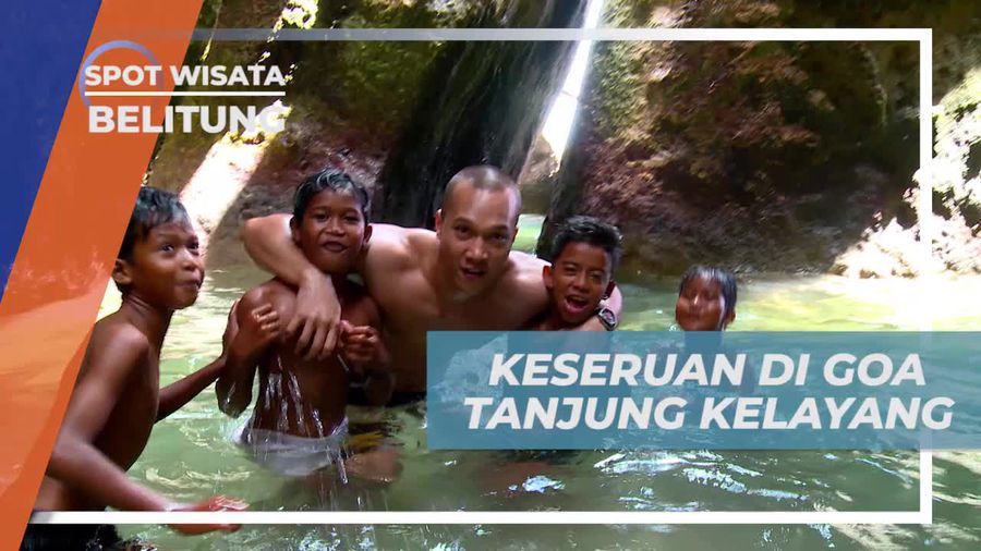 Berenang Seru Bersama Anak-anak di Goa Batu Tanjung Kelayang Belitung 