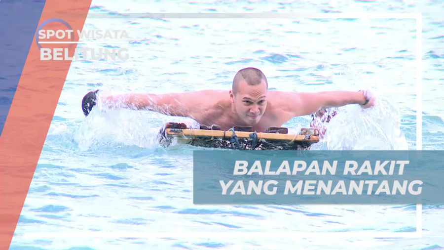 Menjaga Keseimbangan Mendayung Dengan Tangan, Keseruan Balap Rakit di Belitung