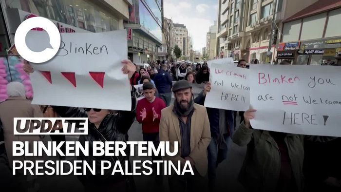 Sejumlah Warga Palestina Protes Kunjungan Menlu AS ke Tepi Barat
