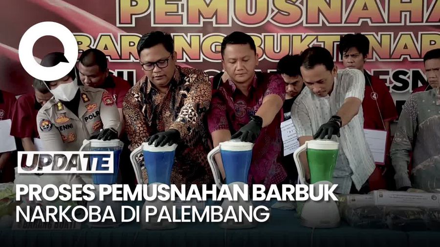 Pemusnahan Barang Bukti, 36 Kg Sabu Diblender Polda Sumsel