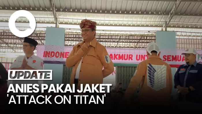 Gaya Anies Pakai Jaket Attack On Titan di Acara Jumpa Saksi AMIN