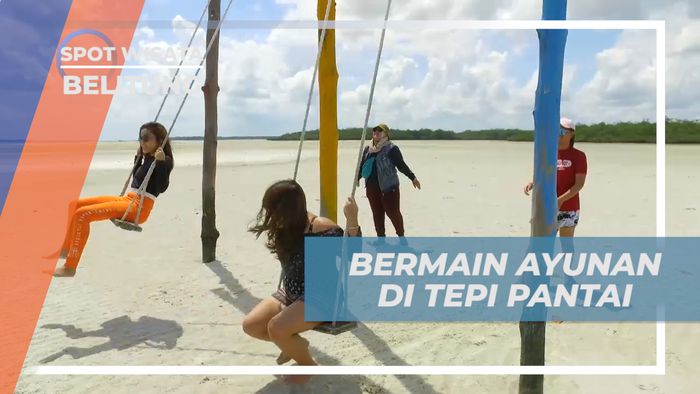 Sensasi Seru Bermain Ayunan di Tengah Laut Surut, Belitung