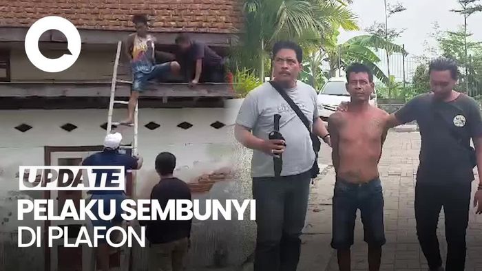 Momen Penangkapan Pria di Gresik Sembunyi di Plafon Seusai Bacok Tetangga