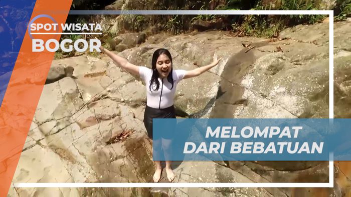 Pacu Adrenalin Melompat Seru di Aliran Air Curug Leuwi Ciung dari Bebatuan, Bogor