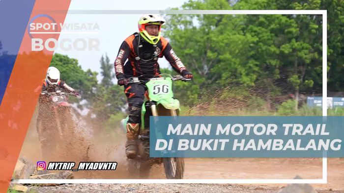 Bermain Motor Trail Melintasi Jalur Berbatu di Bukit Hambalang Bogor