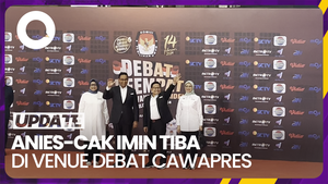 Anies dan Cak Imin Kompak Berjas Hitam saat Tiba di JCC Senayan