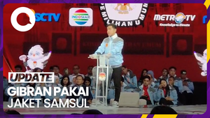 Momen Gibran Pakai Jaket Samsul saat Debat Cawapres