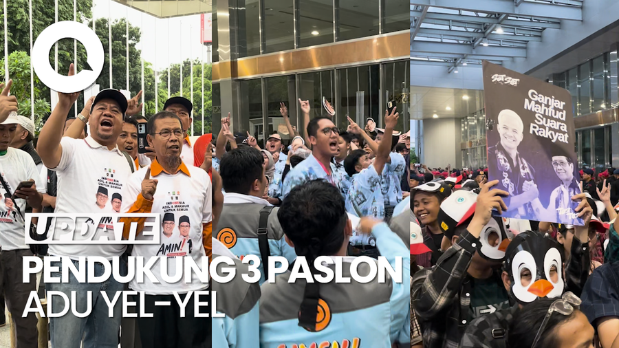 Pendukung 3 Paslon Adu Yel-yel Jelang Debat Cawapres 