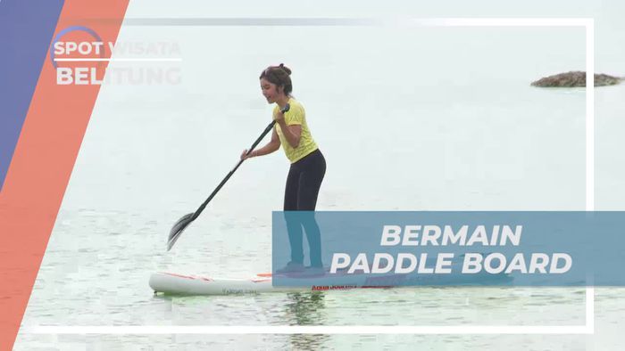 Bermain Paddle Board Menyusuri Pantai Tanjung Tinggi Belitung