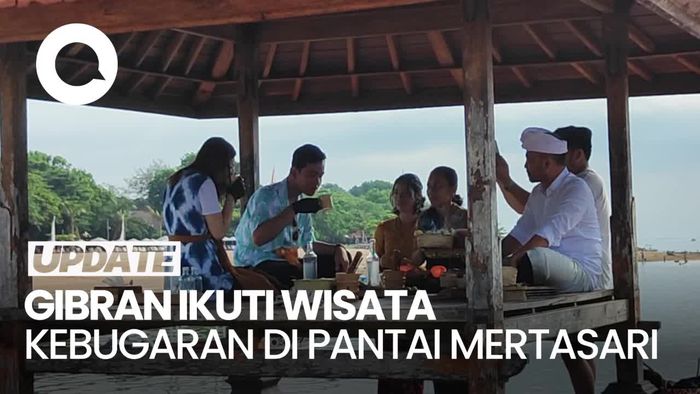 Gaya Gibran dan Istri Meracik Jamu di Pantai Mertasari