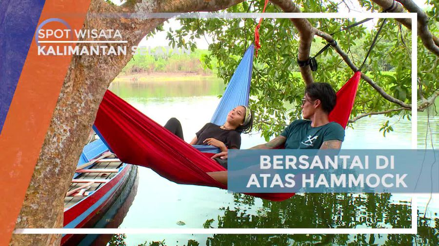 Bersantai di Atas Hammock Menikmati Keindahan Danau Hatiwin, Tapin