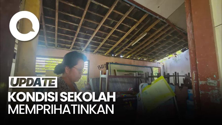 Penampakan SD di Klungkung Bali, Atap Kelas Bolong Bertahun-tahun