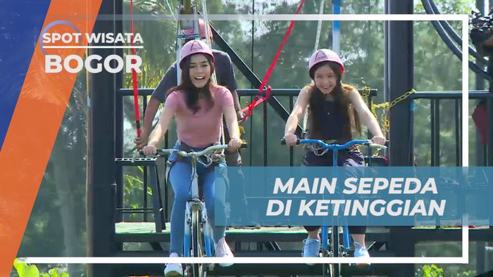 Mencoba Wahana Naik Sepeda di Atas Seutas Tali yang Menguji Nyali, Bogor