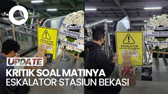 Penumpang KRL Gelar Peringatan 100 Hari Matinya Eskalator Stasiun Bekasi