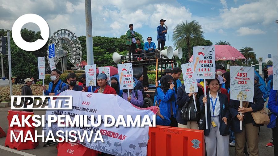 Mahasiswa Gelar Aksi Pemilu Damai di Depan Patung Kuda
