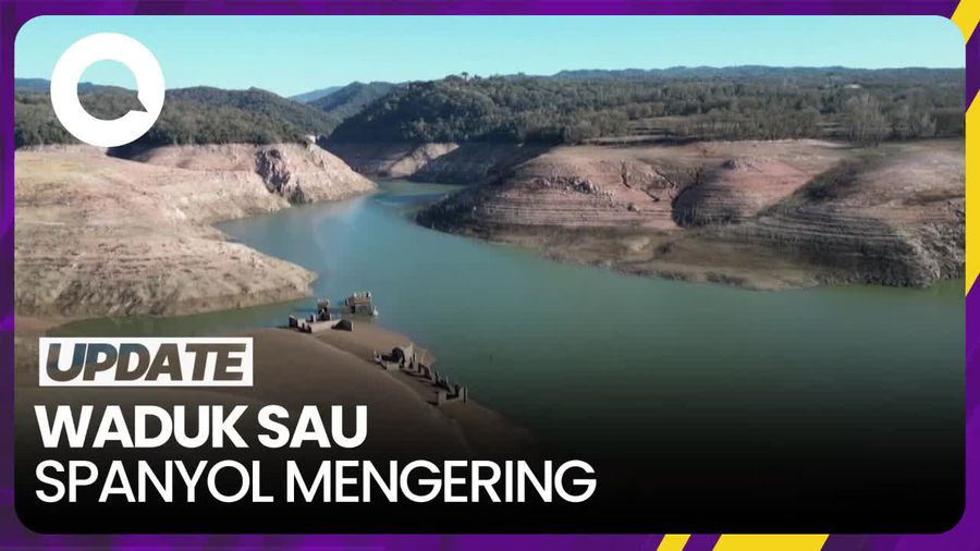 Penampakan Kondisi Waduk Sau Spanyol yang Dilanda Kekeringan Parah
