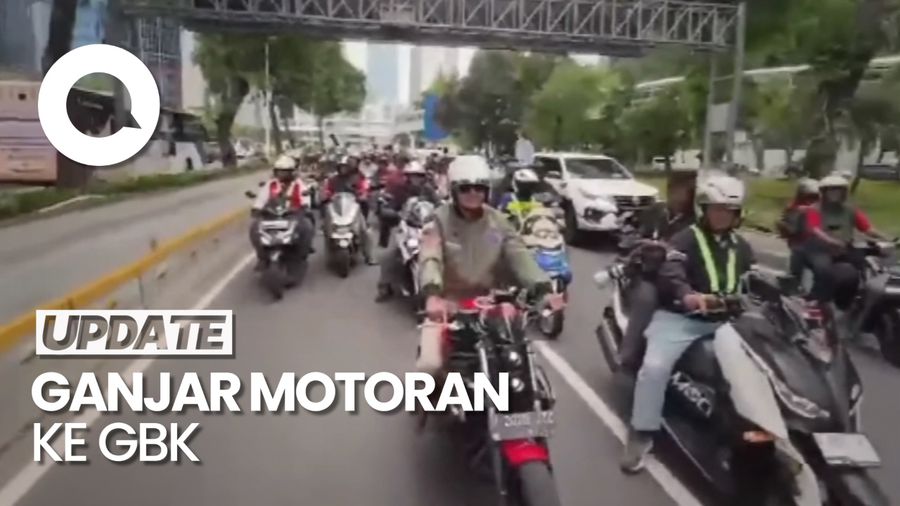 Momen Ganjar Konvoi Naik Motor ke Kampanye Akbar di GBK