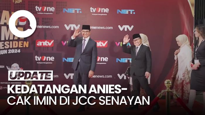 Momen Kedatangan Anies-Cak Imin di Lokasi Debat Kelima