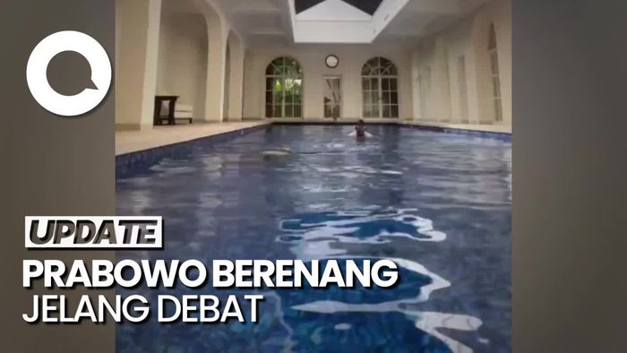 Momen Prabowo Berenang Jelang Debat Terakhir Pilpres 2024