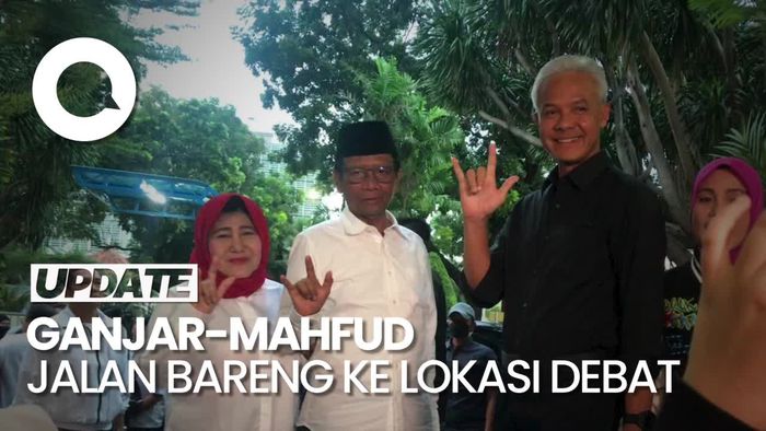 Pamer Salam Tiga Jari, Ganjar-Mahfud Berangkat Bareng ke Lokasi Debat