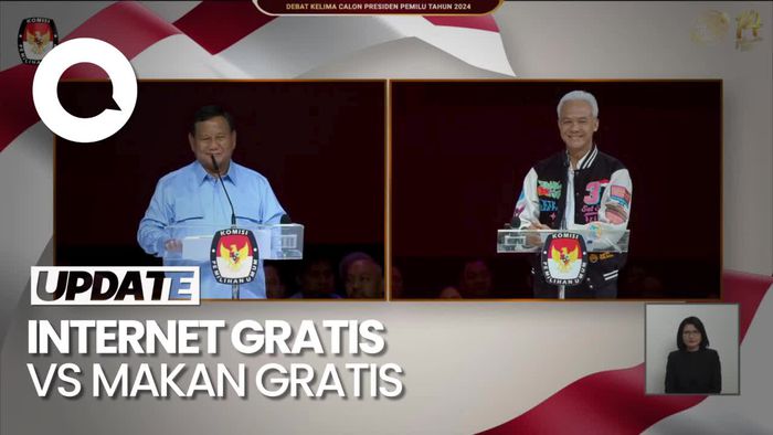 Momen Debat Ganjar-Prabowo soal Internet Gratis Vs Makan Gratis