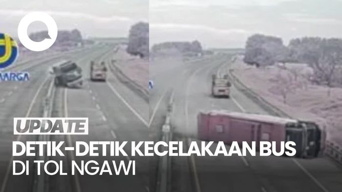 Rekaman CCTV Kecelakaan Bus Rombongan Partai Hanura di Tol Ngawi