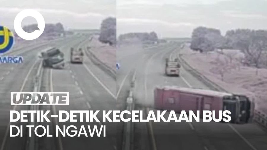 Rekaman CCTV Kecelakaan Bus Rombongan Partai Hanura di Tol Ngawi