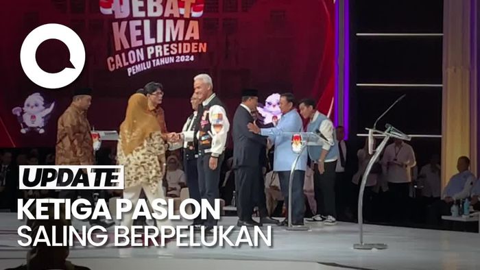 Momen Ketiga Paslon Saling Berpelukan Usai Debat Pilpres Terakhir