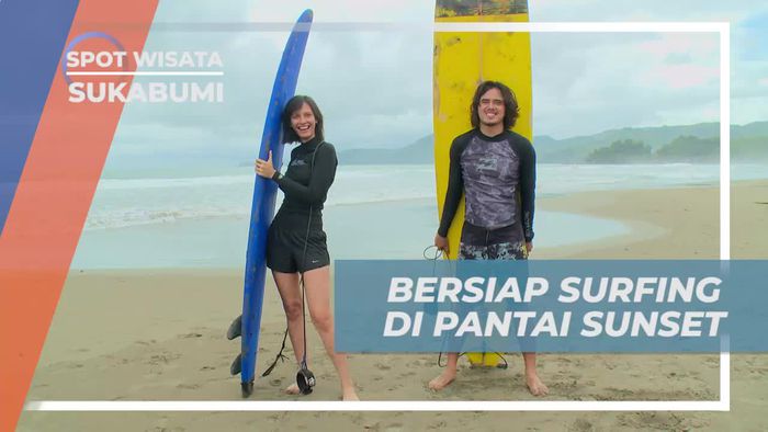 Bersiap Bermain Surfing di Pantai Sunset Sukabumi