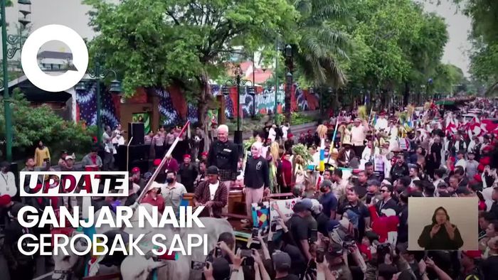 Kirab budaya, Ganjar-Mahfud Naik Gerobak Sapi ke Lokasi Hajatan Rakyat
