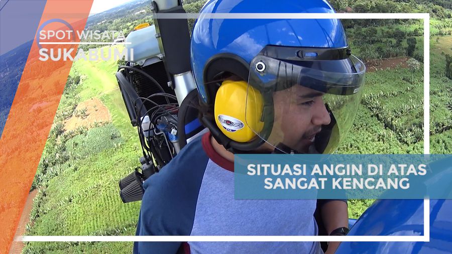 Sensasi Menegangkan Terguncang Angin Kencang Saat Naik Pesawat Trike, Sukabumi